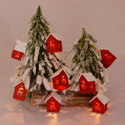 Wooden Christmas Houses With LED Lighting - GlowHouse-Red-Nora Luxe