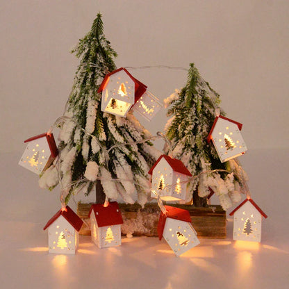 Wooden Christmas Houses With LED Lighting - GlowHouse-White-Nora Luxe