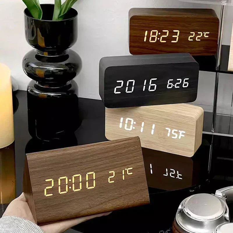 Smart LED Wooden Voice Clock - Pexav