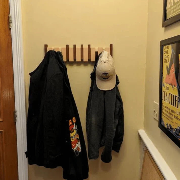 Traditional Wooden Entryway Coat Rack - Pexav