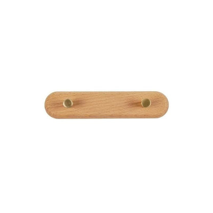 Wooden Wall Coat Rack with Brass Hooks - LignaHook-Beech wood-2 hooks (20cm)-The Livary