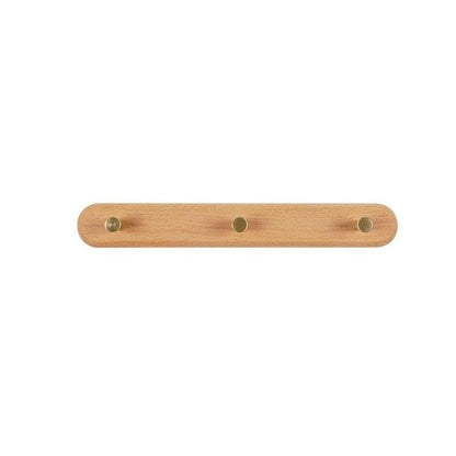 Wooden Wall Coat Rack with Brass Hooks - LignaHook-Beech wood-3 Hooks (32cm)-The Livary
