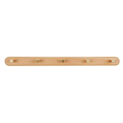 Wooden Wall Coat Rack with Brass Hooks - LignaHook-Beech wood-5 Hooks (56cm)-The Livary