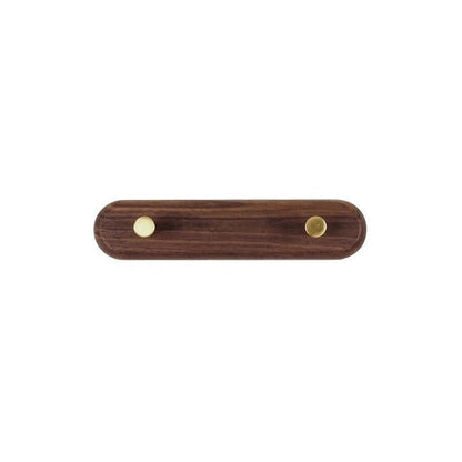 Wooden Wall Coat Rack with Brass Hooks - LignaHook-Black Walnut-2 hooks (20cm)-The Livary