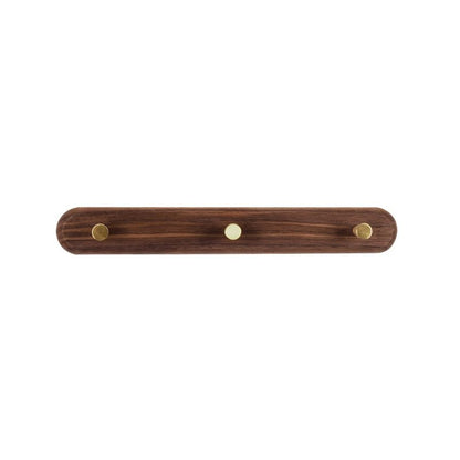 Wooden Wall Coat Rack with Brass Hooks - LignaHook-Black Walnut-3 Hooks (32cm)-The Livary