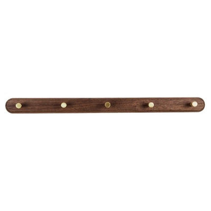 Wooden Wall Coat Rack with Brass Hooks - LignaHook-Black Walnut-5 Hooks (56cm)-The Livary