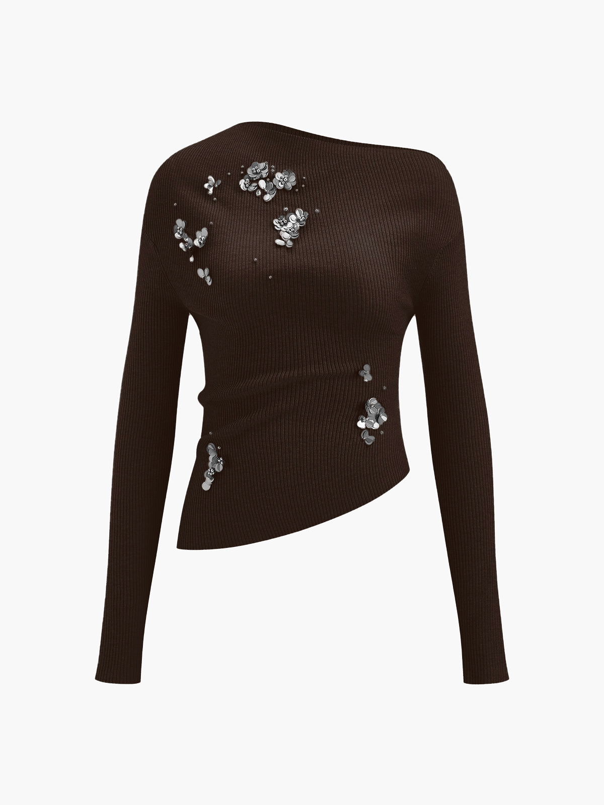 Soft Sparkly Off-Center Knitted Women's Top