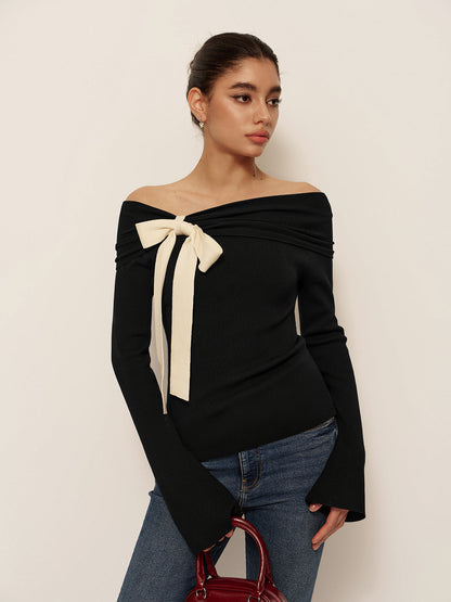 Soft Bell Sleeve Winter Knit Sweater Top