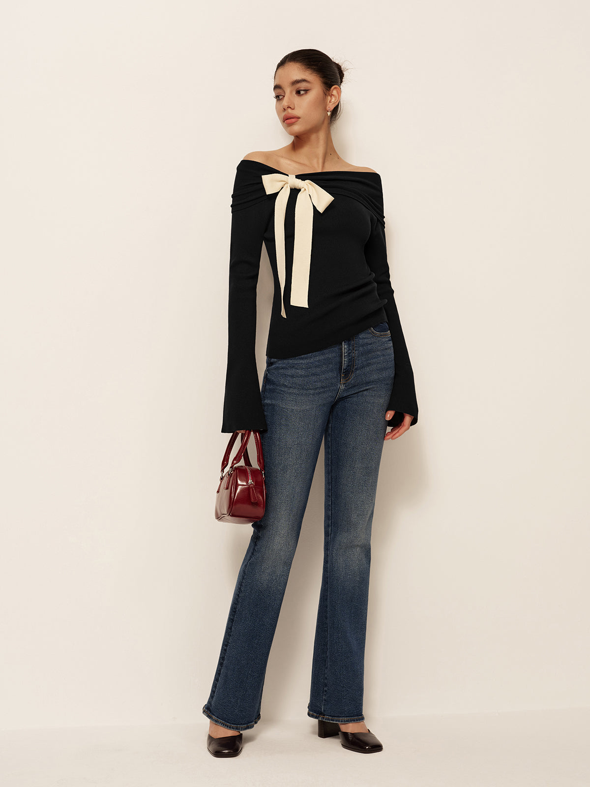 Soft Bell Sleeve Winter Knit Sweater Top