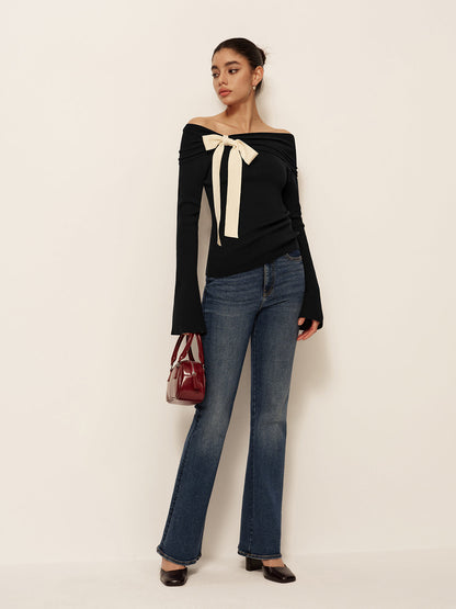 Soft Bell Sleeve Winter Knit Sweater Top