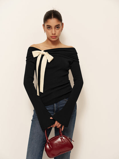 Soft Bell Sleeve Winter Knit Sweater Top - Pexav