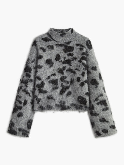 Soft Leopard Print Crew Sweater