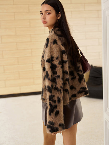 Soft Leopard Print Crew Sweater