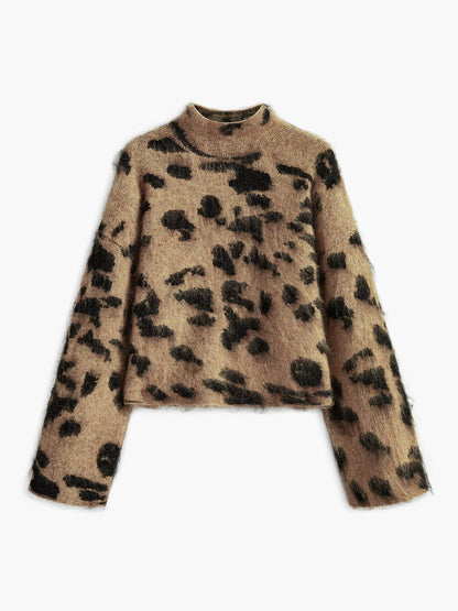 Soft Leopard Print Crew Sweater