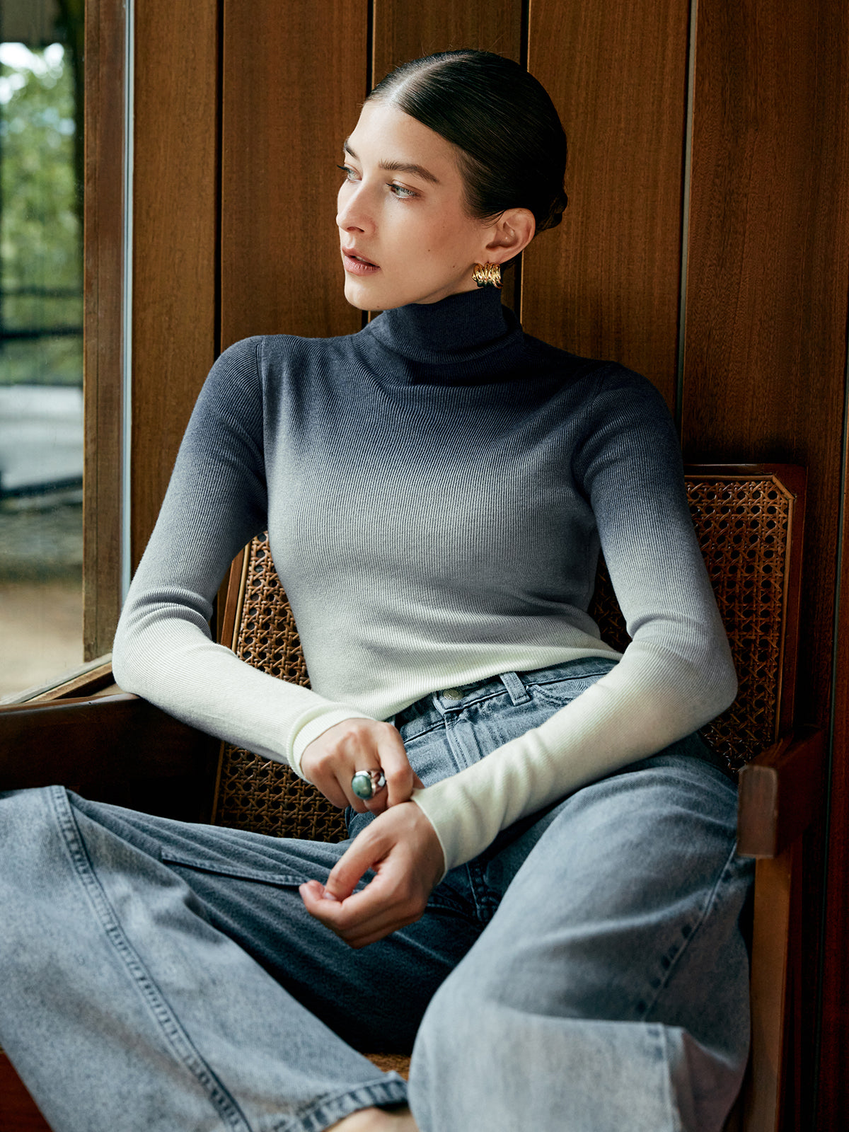 Soft Gradient Slim Fit Sweater Top - Pexav