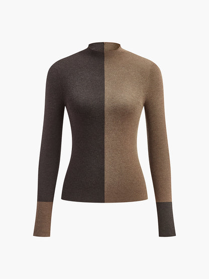 Soft Two Tone Slim Fit Sweater Top
