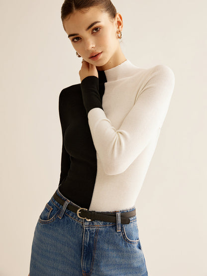 Soft Two Tone Slim Fit Sweater Top