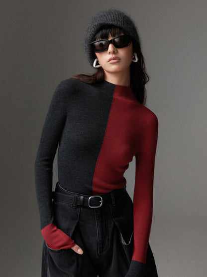 Soft Two Tone Slim Fit Sweater Top