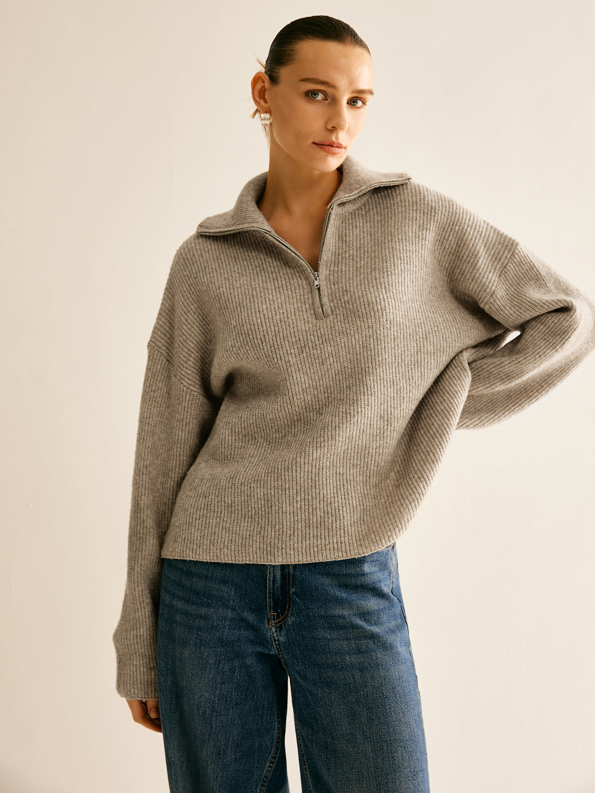 Soft Knit Zip Up Sweater Set