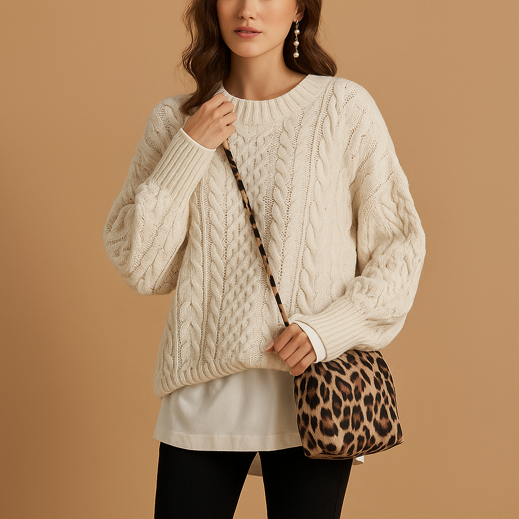 Women's Fashionable Printed Wool Sweater - Nocini