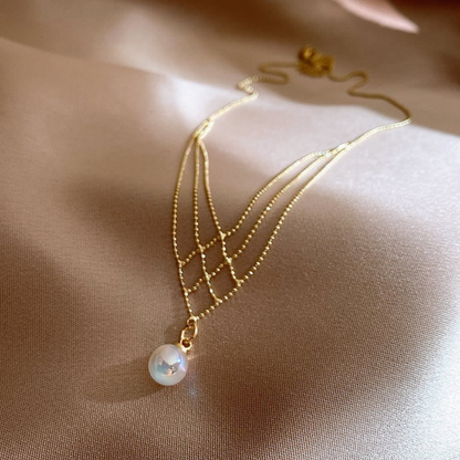 Elegant Beaded Pearl Chain Necklace - Pexav