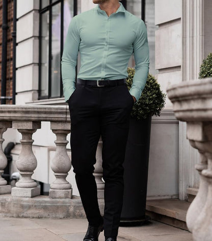 Wrinkle-Free Slim Fit Shirt for Men - David-Black-S-Nora Luxe