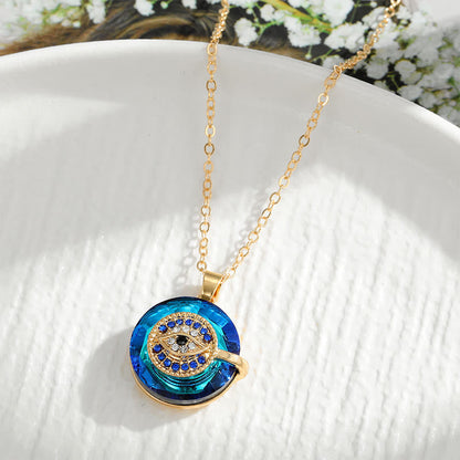"You will always be protected" - Evil Eye Necklace-Evil Eye#Round Gold-Nora Luxe
