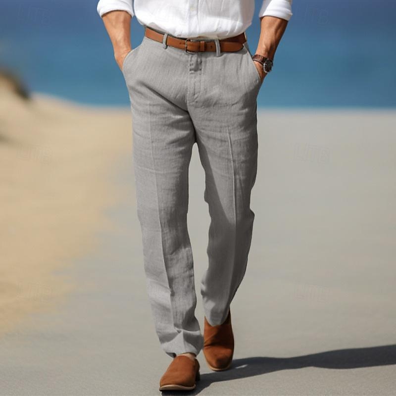 Classic Fit Men's Pants with Side Pockets