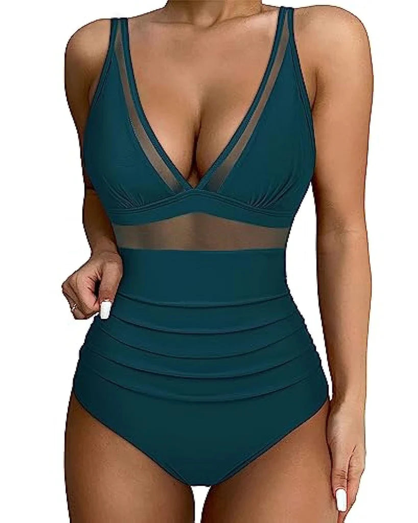 Slimming Black One-Piece Swimsuit for Women