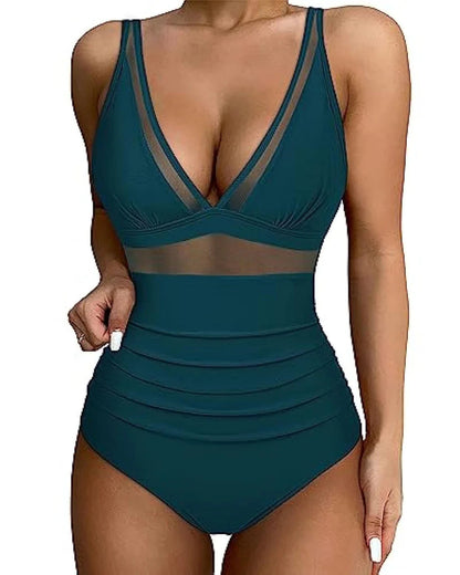 Slimming Black One-Piece Swimsuit for Women