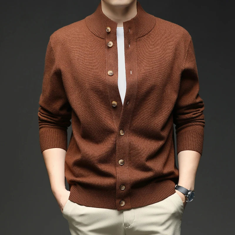 Men's Classic Crew Neck Knitted Cardigan Sweater - Olytrend