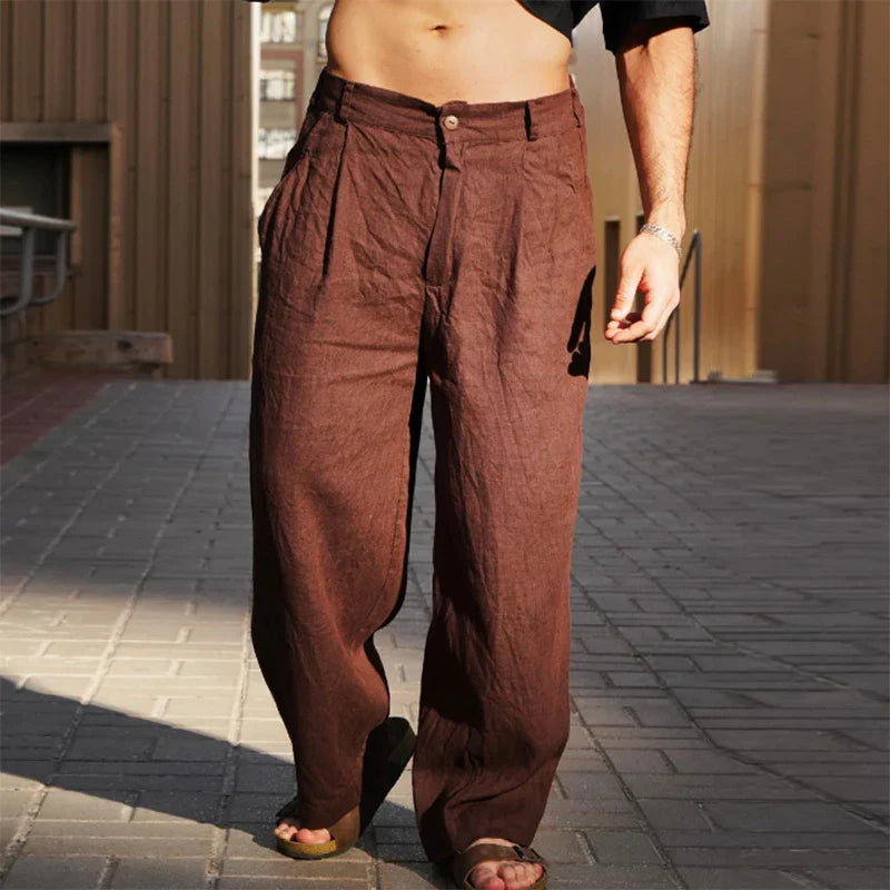 Comfortable Fit Mens Wide Leg Trousers - Olytrend