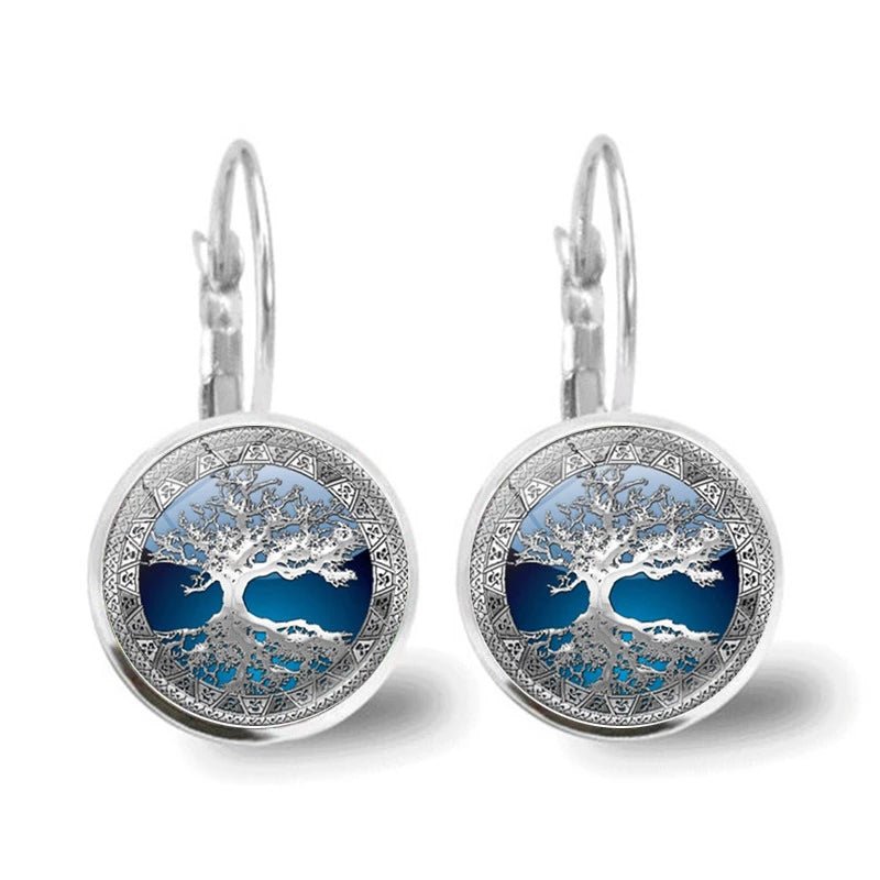 Sterling Tree of Life Circle Earrings