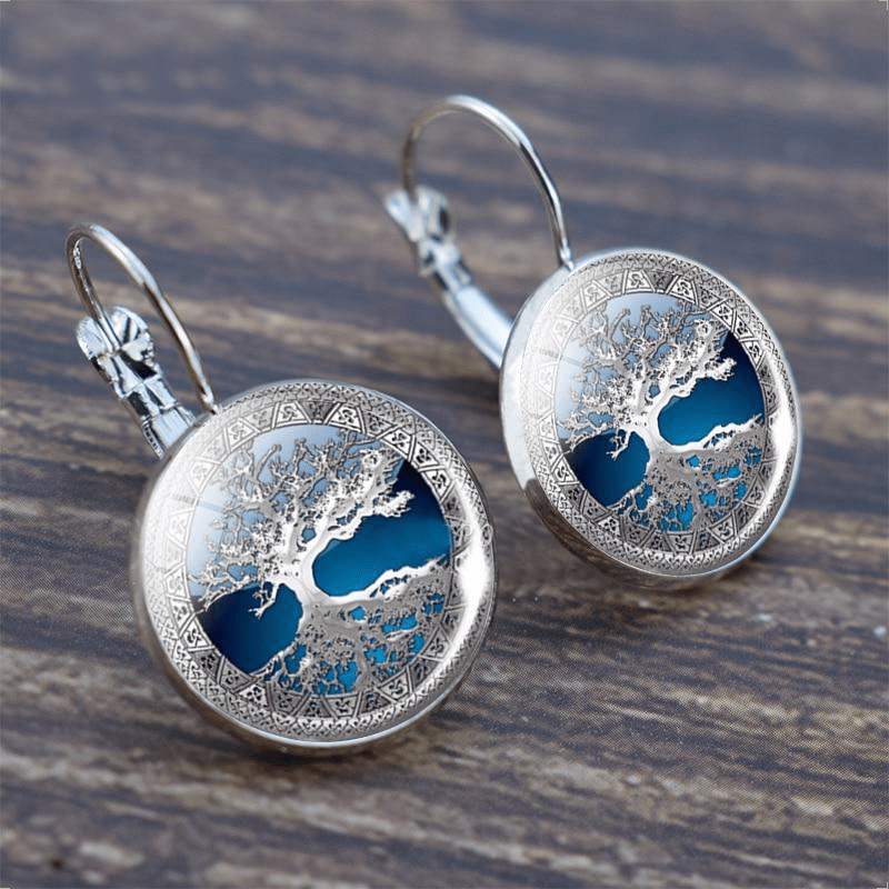Sterling Tree of Life Circle Earrings - Olytrend