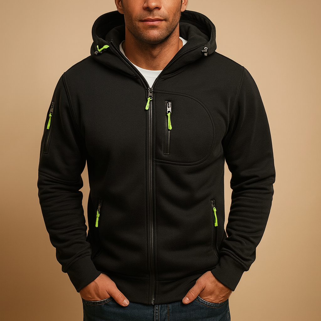 Zip hoodie with adjustable hood for men | Ethan - Nocini