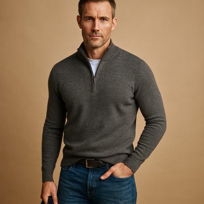 Men’s zipped cardigan with soft fabric and timeless design, perfect for autumn and winter daily wear, office looks, or casual weekends.