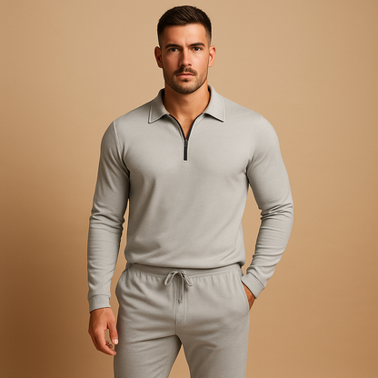 Men's Zip Polo Shirt and Slim Fit Jogger Set - Nocini