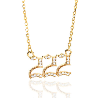 Zirconia Angel Numbers Necklace - Seraphina-Gold-222-Nora Luxe