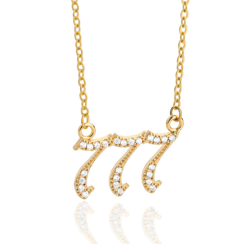 Zirconia Angel Numbers Necklace - Seraphina-Gold-777-Nora Luxe
