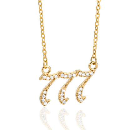 Zirconia Angel Numbers Necklace - Seraphina-Gold-777-Nora Luxe