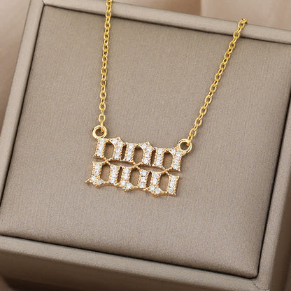 Zirconia Angel Numbers Necklace - Seraphina-Gold-777-Nora Luxe