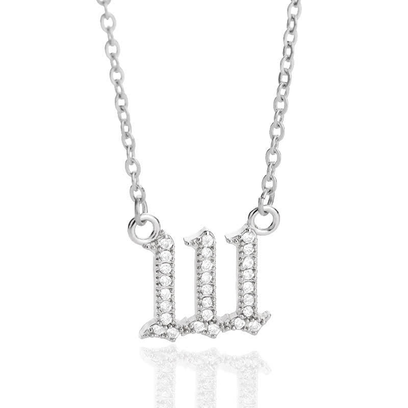 Zirconia Angel Numbers Necklace - Seraphina-Silver-111-Nora Luxe