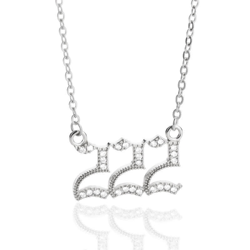 Zirconia Angel Numbers Necklace - Seraphina-Silver-222-Nora Luxe