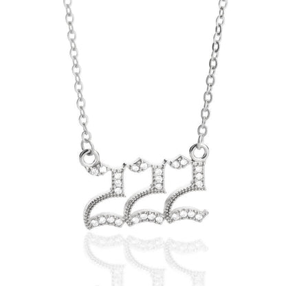 Zirconia Angel Numbers Necklace - Seraphina-Silver-222-Nora Luxe