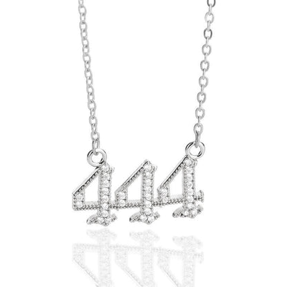 Zirconia Angel Numbers Necklace - Seraphina-Silver-444-Nora Luxe