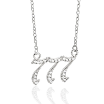 Zirconia Angel Numbers Necklace - Seraphina-Silver-777-Nora Luxe