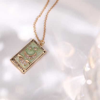 Zirconia Gold-Plated Tarot Drop Pendant Necklace - Amara-The Empress-Nora Luxe
