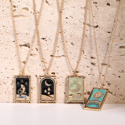 Zirconia Gold-Plated Tarot Drop Pendant Necklace - Amara-The Empress-Nora Luxe
