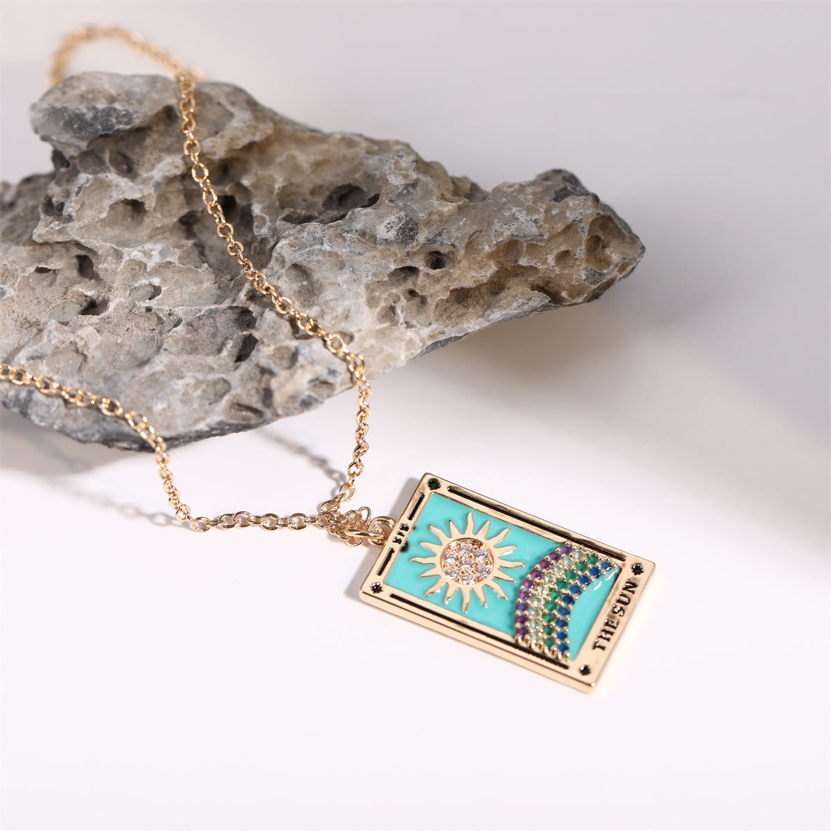 Zirconia Gold-Plated Tarot Drop Pendant Necklace - Amara-The Empress-Nora Luxe