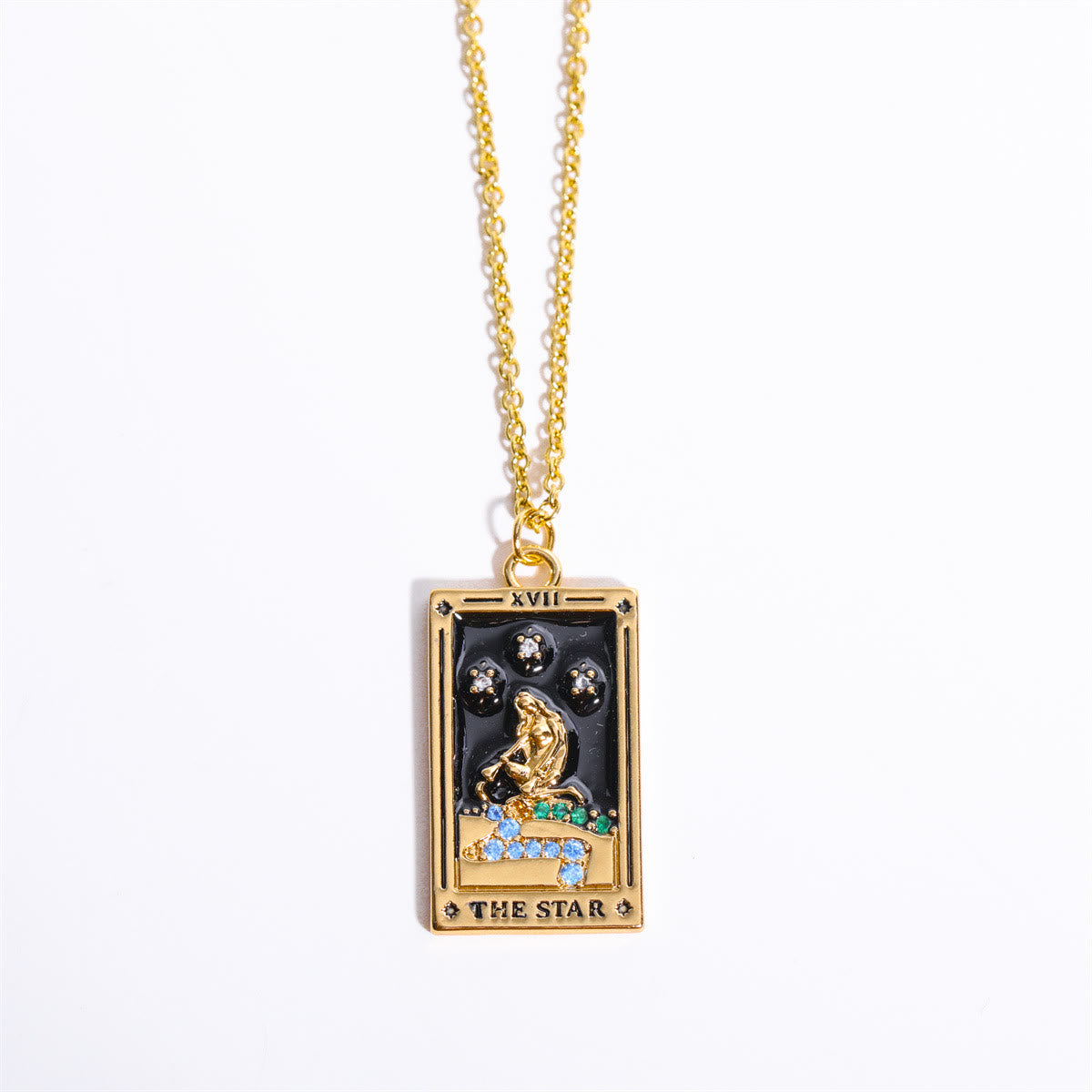 Zirconia Gold-Plated Tarot Drop Pendant Necklace - Amara-The Star-Nora Luxe